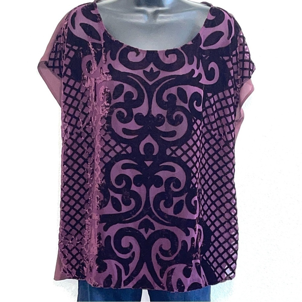Lane Bryant Woman Plum Purple Velvet Blouse Size 14/16